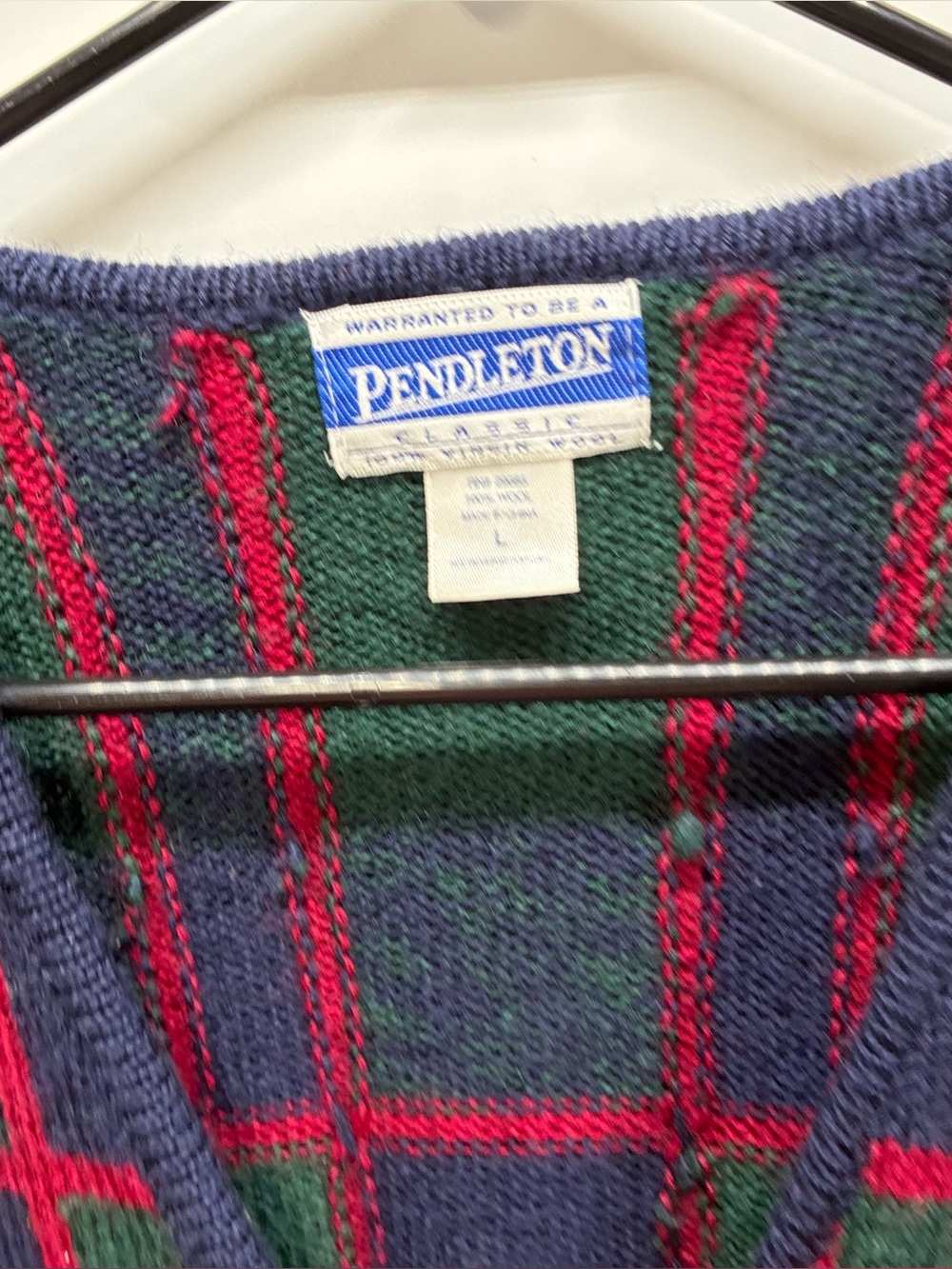 Vintage 90s Pendleton Large Wool Plaid Cardigan Sweater Paisley Button Up Retro - Picture 5 of 5
